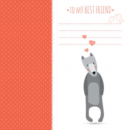 romantic greeting card with cute dogs and heartsのイラスト素材