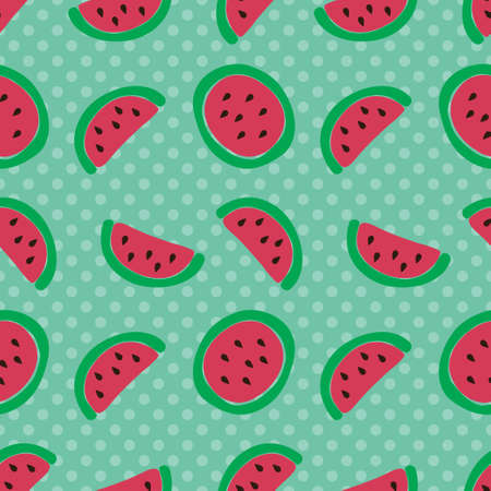 Watermelon slice seamless pattern. Vector illustrationのイラスト素材