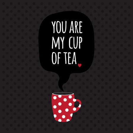 Greeting card. Lettering. I love tea.のイラスト素材