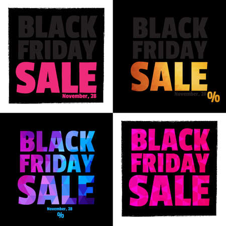 Set of 4 Posters. Typography. Black Friday. Sale.のイラスト素材