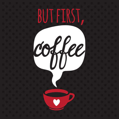 Card with coffee. Lettering. I love coffee.のイラスト素材