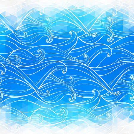 Abstract triangular background with hand-drawn waves. Vector illustration. Holiday design. Backdrop. Gradient.のイラスト素材