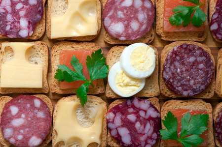 Small snacks for buffet  stand-up meal, furshet  or partyの写真素材