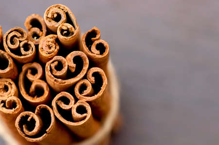 Bunch of cinnamon bark  sticks  close up
