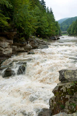 Powerful waterfall Probij in Yaremche, Ivano-Frankivsk region, Ukraineの写真素材