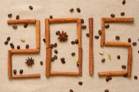 New year 2015, digits made of cinnamon sticksの写真素材