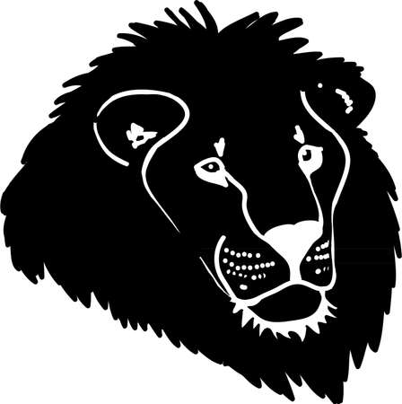 Lion head vector icon for web, mobile and infographics. Vector illustration of black and white.のイラスト素材