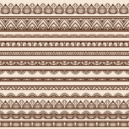 Set of Henna Bordersのイラスト素材