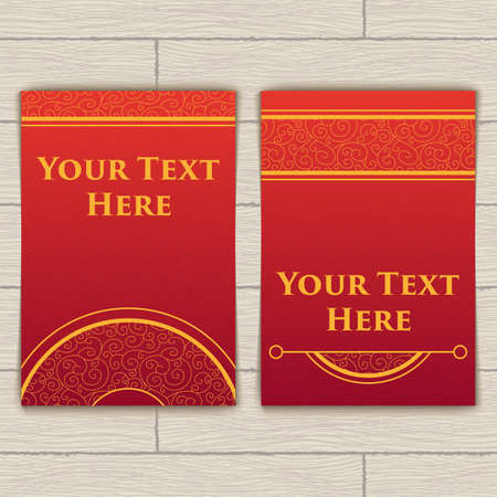 Set of red-gold cards with intricate textureのイラスト素材