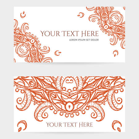 Set of Cards with Intricate Henna Patternsのイラスト素材