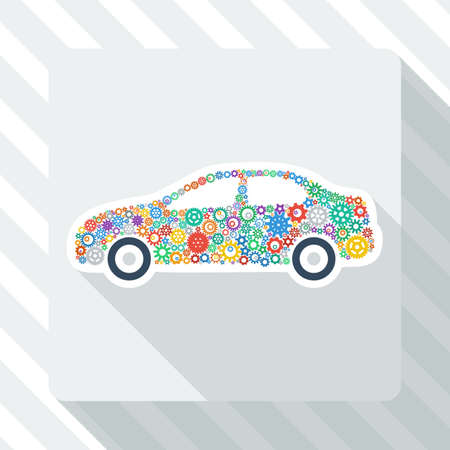 Icon with the Car of Colorful Gear Wheelsのイラスト素材