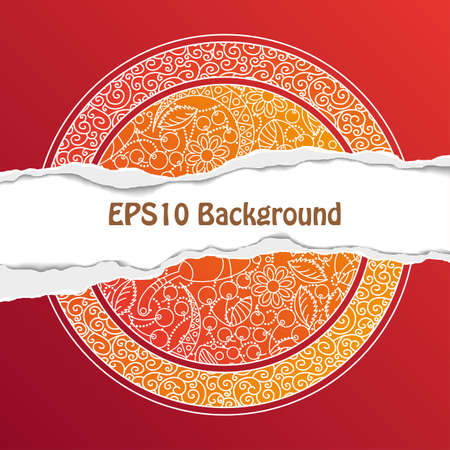 Background with Ornate Floral Pattern and Torn Paperのイラスト素材