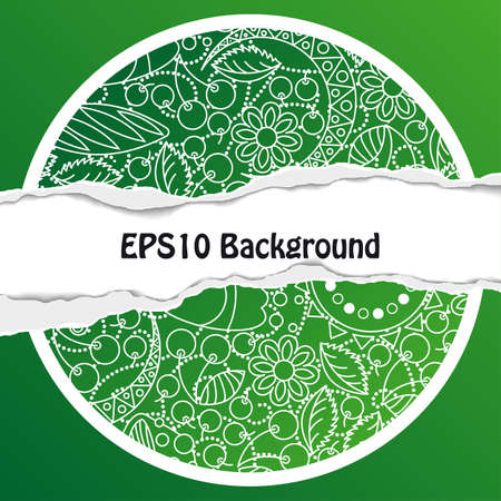 Background with Ornate Floral Pattern and Torn Paperのイラスト素材