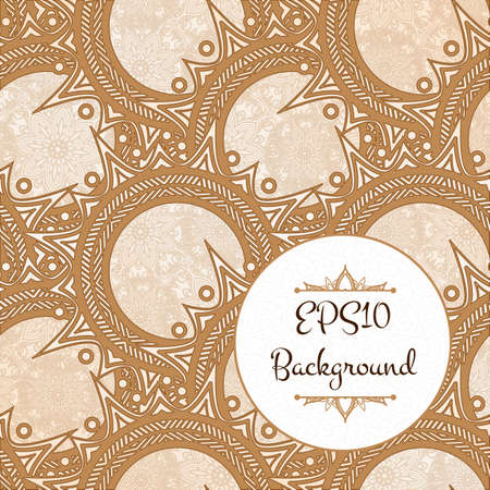 Elegant brown pattern of circular elements with sharp spikesのイラスト素材