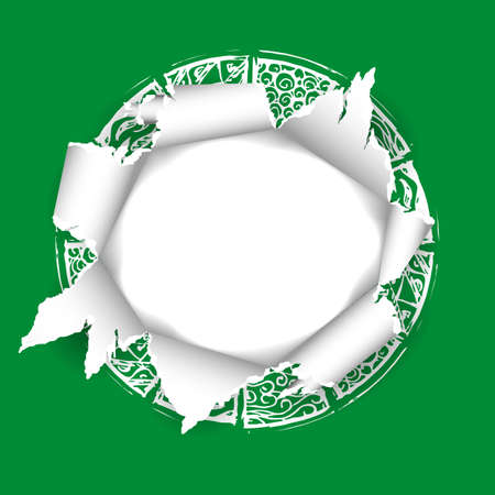 Torn paper with abstract imprint in maya styleのイラスト素材