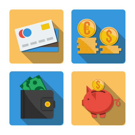 Four different square icons in a flat styleのイラスト素材