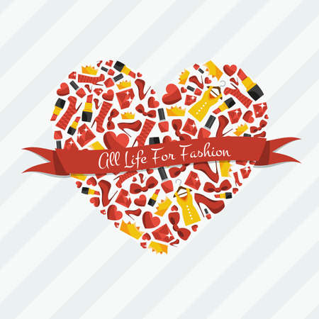 Background of fashionable and beautiful elements with ribbon for an inscriptionのイラスト素材