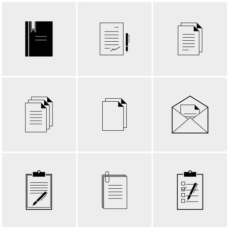 Black and white vector set of minimalist iconsのイラスト素材