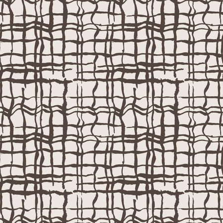 Vector seamless texture of intersecting vertical and horizontal lines drawn in inkのイラスト素材