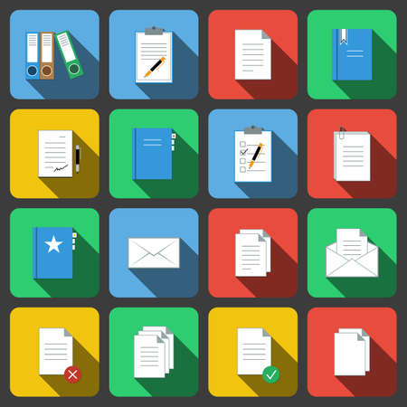 Vector set of colored icons in a flat style with long shadowsのイラスト素材