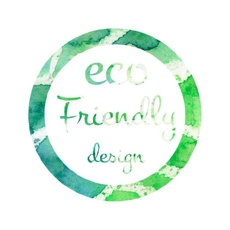 Eco Friendly Icon in Green Watercolors and Waxのイラスト素材