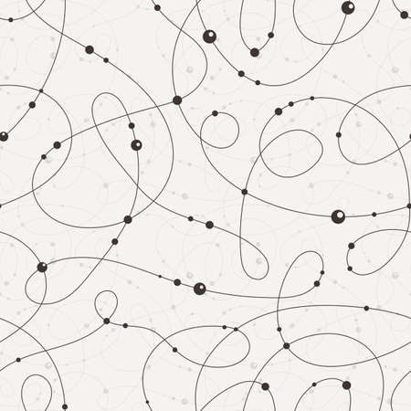 Vector seamless pattern of contrasting swirling lines strung with beadsのイラスト素材