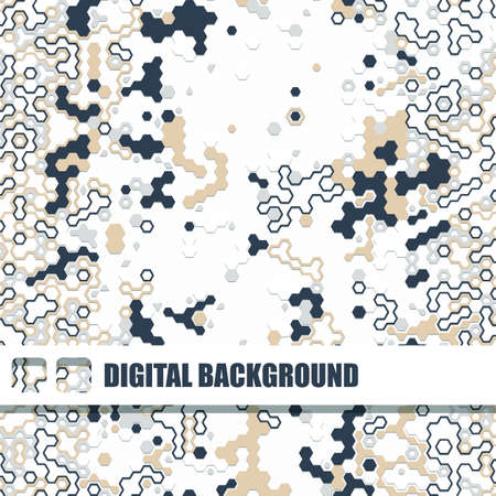 Vector background of different color chaotic hexagonsのイラスト素材