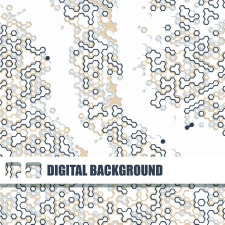 Vector background of different color chaotic hexagonsのイラスト素材