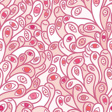 Vector seamless pattern of organic elements similar to rabbit ears with eyesのイラスト素材