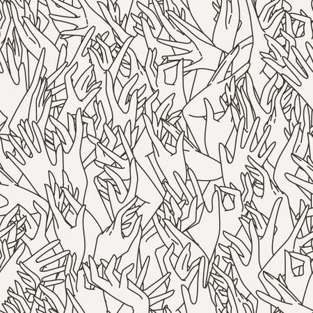 Vector seamless pattern of contrasting graceful female hands intertwinedのイラスト素材