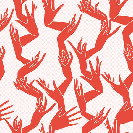 Vector seamless pattern of graceful female hands bound similar to coral branchesのイラスト素材
