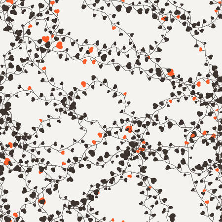 Seamless vector floral pattern of curved vines with heartsのイラスト素材