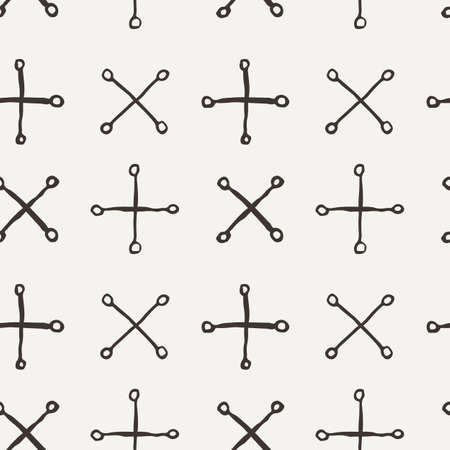 Vector seamless texture of hand-drawn lines with circles on the endsのイラスト素材