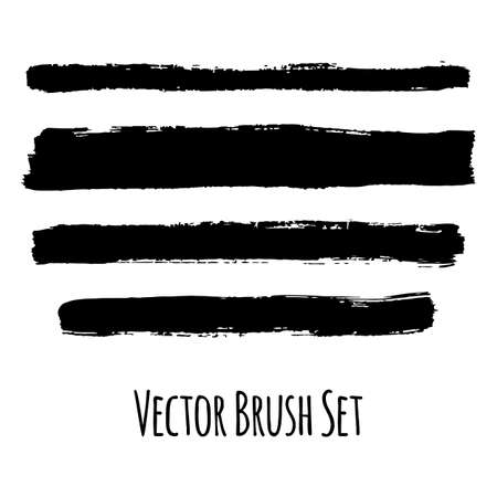 Set of four vector grunge contrasting brushesのイラスト素材