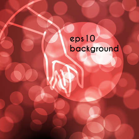 Stock blurred texture with bokeh effect and stylized hand in a graceful gestureのイラスト素材