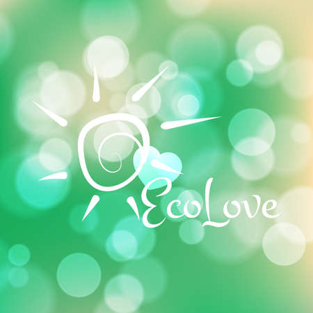 Stock blurred texture with bokeh effect and sun symbol. Eco-Styleのイラスト素材