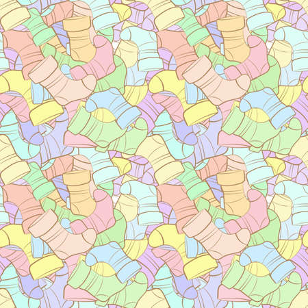 Vector seamless pattern of randomly scattered socksのイラスト素材
