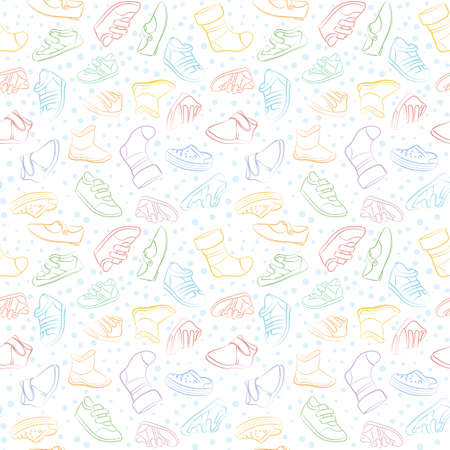 Vector seamless set of baby shoesのイラスト素材