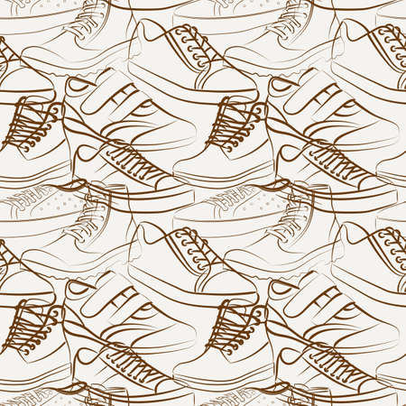 Vector seamless pattern of variety of men's shoesのイラスト素材
