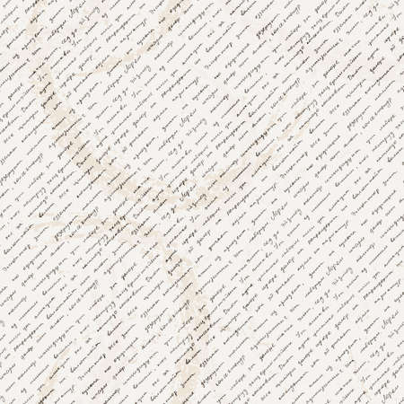 Vector seamless pattern with a hand-written Latin text on the old dirty paper. Lorem Ipsumのイラスト素材