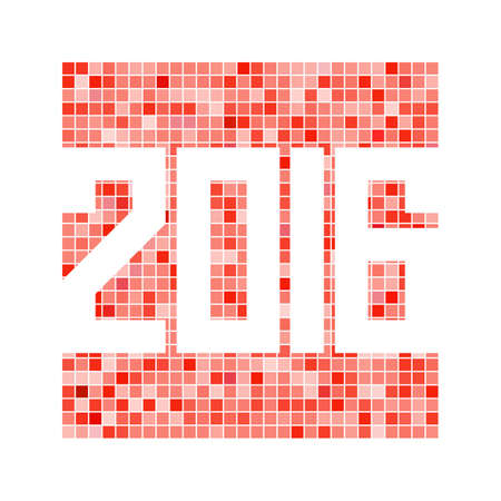 Vector red mosaic background with 2016 figuresのイラスト素材