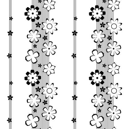 Black and white vector intricate pattern of flowersのイラスト素材