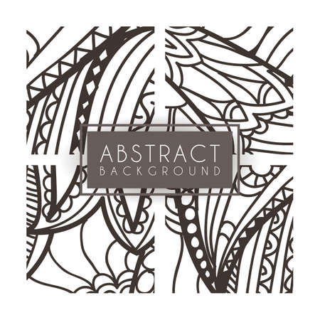 Set of four vector monochrome intricate patterns. Doodle. Zentangle. Monochromaticのイラスト素材