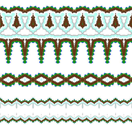 Set of vector exquisite filigree borders or brush style mosaics and inlayのイラスト素材