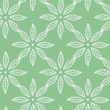 Green vector intricate pattern of flowersのイラスト素材