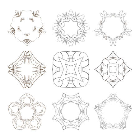 Set of vector stars, colors, circular patterns and mandalasのイラスト素材