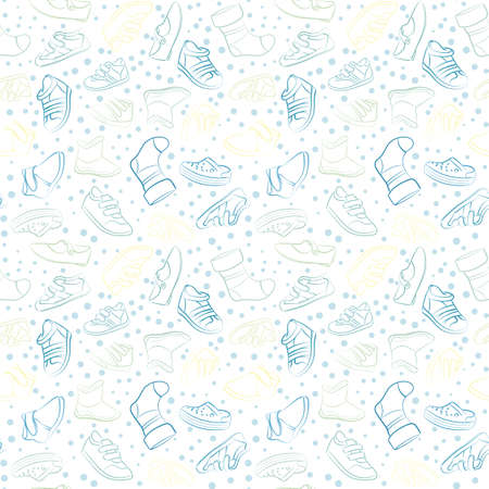 Vector seamless set of baby shoesのイラスト素材