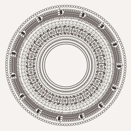 Set of vector frames in style stone Aztec calendarのイラスト素材
