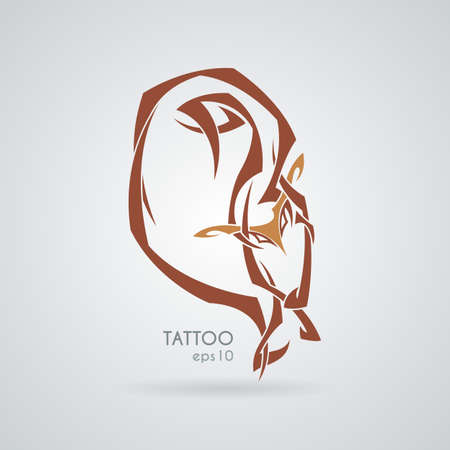 Sleeping fox. Tattoo. Vector. Tribal.のイラスト素材