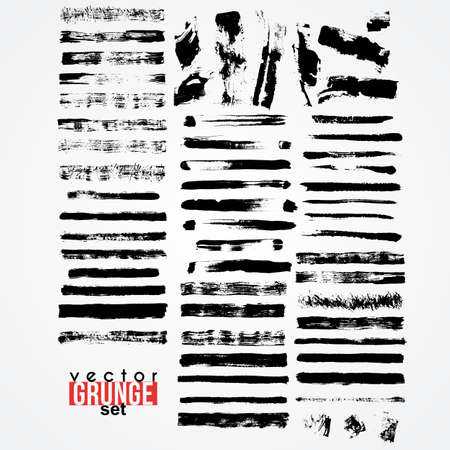 Set of traced grunge contrasting brushesのイラスト素材